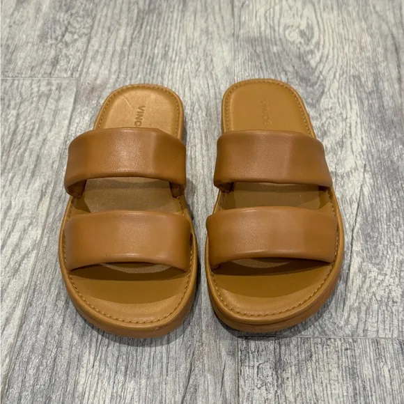 Vince tan Oriole-B Double-Strap Slides sandals