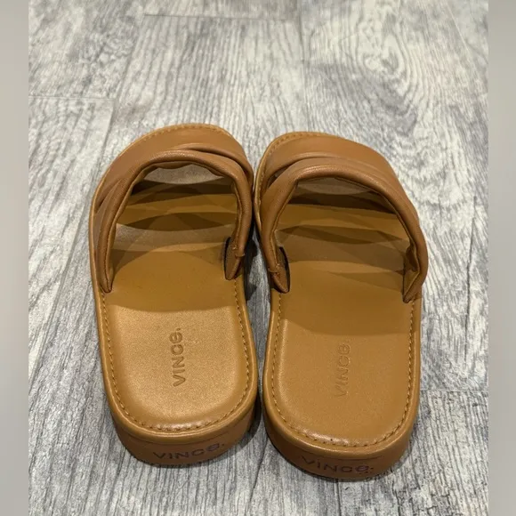 Vince tan Oriole-B Double-Strap Slides sandals