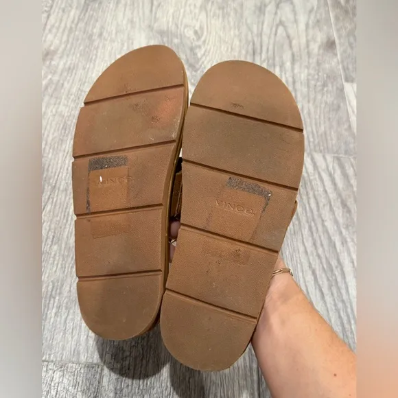 Vince tan Oriole-B Double-Strap Slides sandals