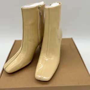 Vince Womens Charli Square Toe Ankle Boot Macadamia Beige Patent Leather 5 M