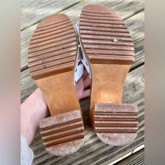Vintage 1998 White &amp; Brown The Leather Collection High Heeled Sandals
