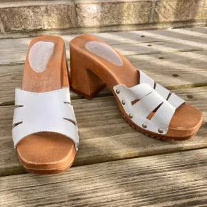 Vintage 1998 White &amp; Brown The Leather Collection High Heeled Sandals