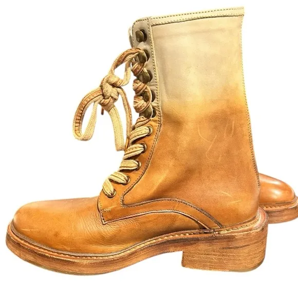 VINTAGE FOUNDRY CO Adalina Boot Ombré Leather Combat Style Boots WORN ONCE Sz 7