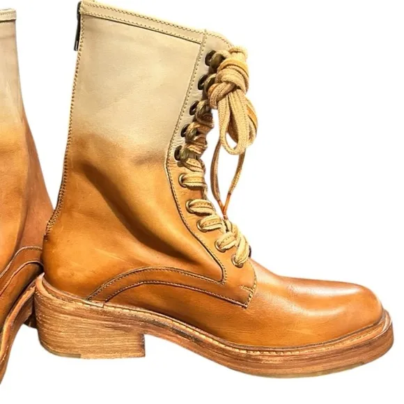 VINTAGE FOUNDRY CO Adalina Boot Ombré Leather Combat Style Boots WORN ONCE Sz 7