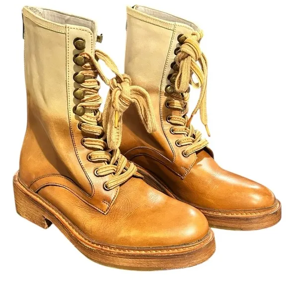 VINTAGE FOUNDRY CO Adalina Boot Ombré Leather Combat Style Boots WORN ONCE Sz 7