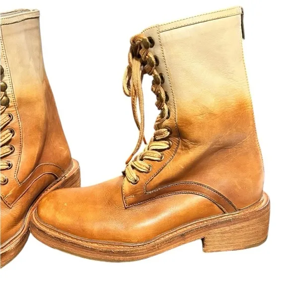VINTAGE FOUNDRY CO Adalina Boot Ombré Leather Combat Style Boots WORN ONCE Sz 7