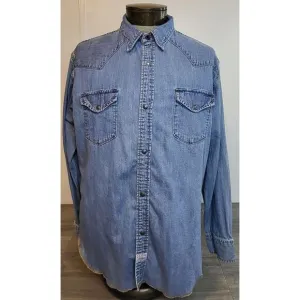 Vintage Levi Strauss Denim Shirt Mens XL Western Long Sleeve Metal Snap Button