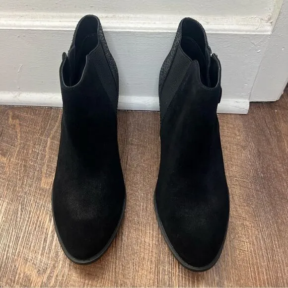 Vionic Black Anne Ortho Snake Print Leather/Suede Ankle Boots Size 9