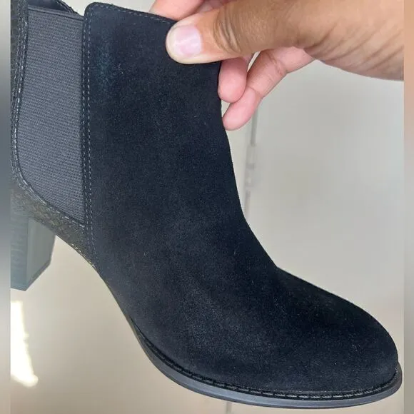 Vionic Black Anne Ortho Snake Print Leather/Suede Ankle Boots Size 9