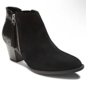 Vionic Black Anne Ortho Snake Print Leather/Suede Ankle Boots Size 9