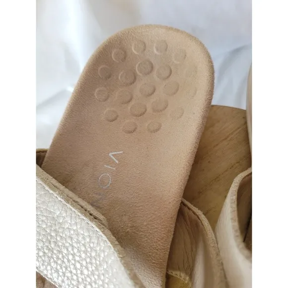 Vionic Jeanne Sandals Ivory Womens Size 9 Wide Braided Slide Hook &amp; Loop