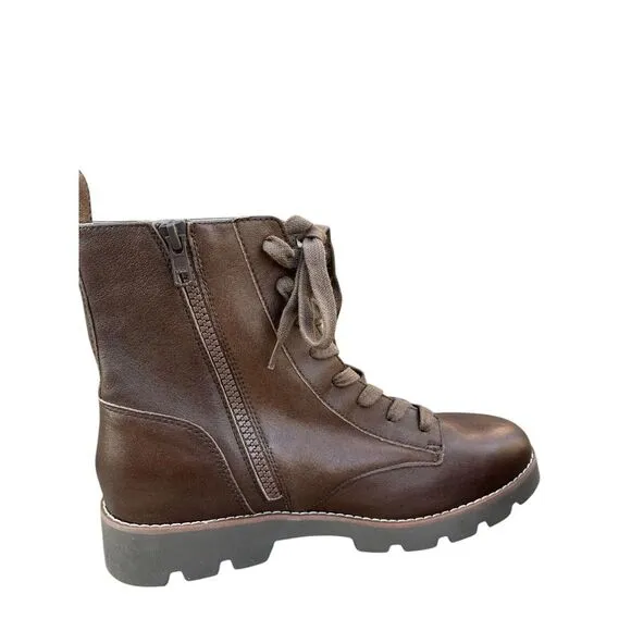 Vionic Lani Boots Brown Leather Lightweight Lug‎ Sole Water Repellent, Size 8 W