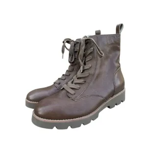 Vionic Lani Boots Brown Leather Lightweight Lug‎ Sole Water Repellent, Size 8 W
