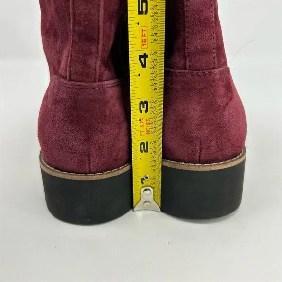 Vionic Lani Red Suede Lace Up Booties Size 7.5 Arch Support Water Resistant