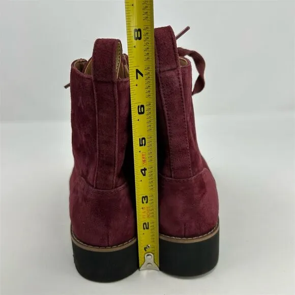 Vionic Lani Red Suede Lace Up Booties Size 7.5 Arch Support Water Resistant