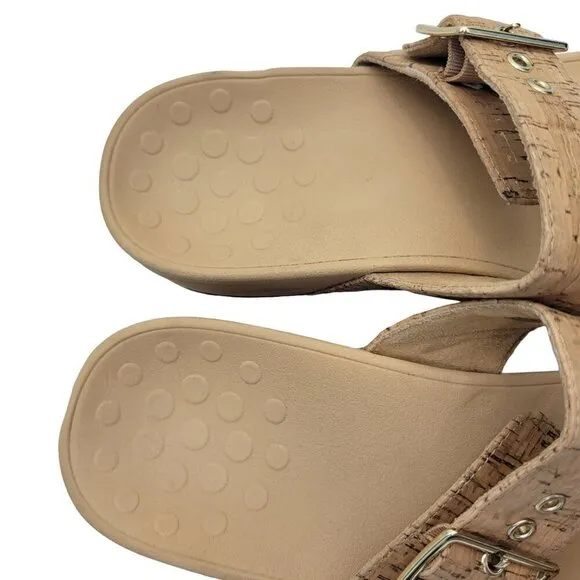 Vionic Women's Pacific Rio Strappy Slide Sandals Gold Cork Size 11