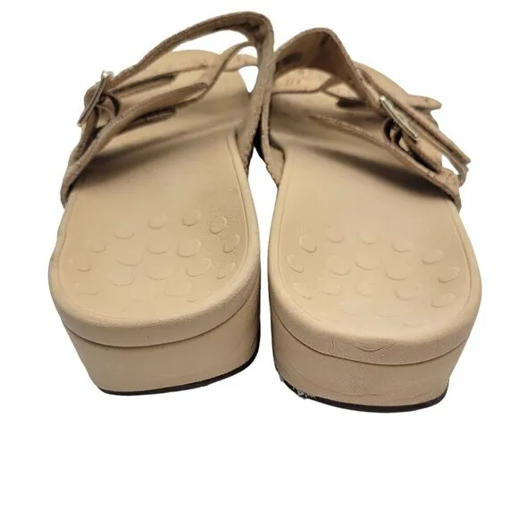 Vionic Women's Pacific Rio Strappy Slide Sandals Gold Cork Size 11