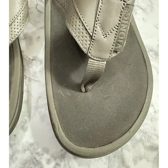 Vionic Wyatt Sandals Mens 10 Stone Flip Flops Arch Support Orthotic New‎