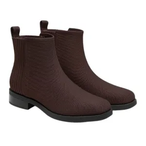 Vivaia Celina Square-Toe Ankle Chelsea Boots in Chocolate, Size 37(6.5)