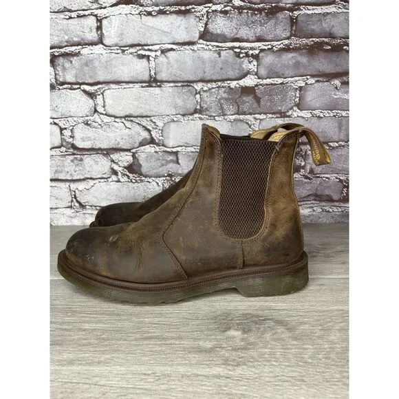 VTG Dr. Martens 2976 Chelsea Brown Leather Crazy Horse Boots Women Sz 9M US/41EU