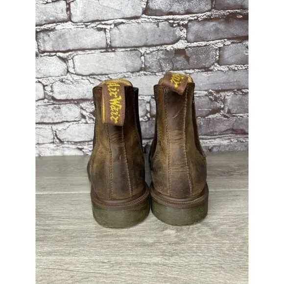 VTG Dr. Martens 2976 Chelsea Brown Leather Crazy Horse Boots Women Sz 9M US/41EU