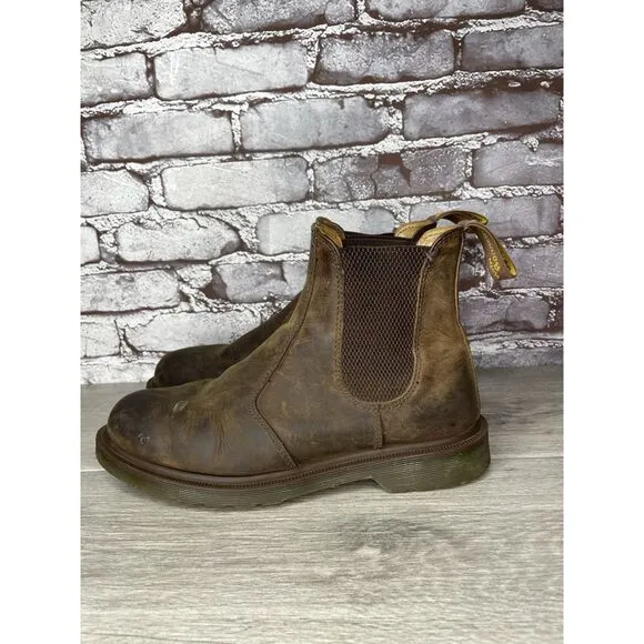 VTG Dr. Martens 2976 Chelsea Brown Leather Crazy Horse Boots Women Sz 9M US/41EU