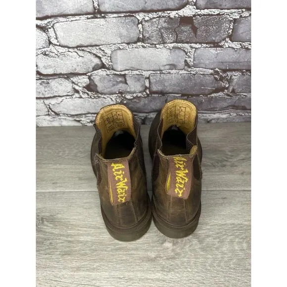 VTG Dr. Martens 2976 Chelsea Brown Leather Crazy Horse Boots Women Sz 9M US/41EU