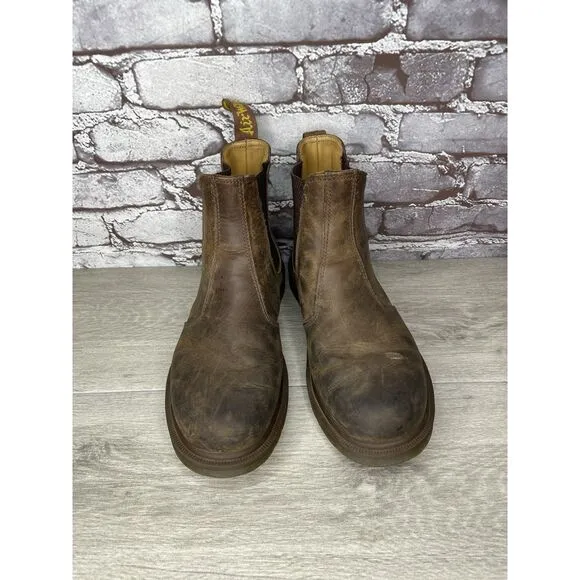 VTG Dr. Martens 2976 Chelsea Brown Leather Crazy Horse Boots Women Sz 9M US/41EU