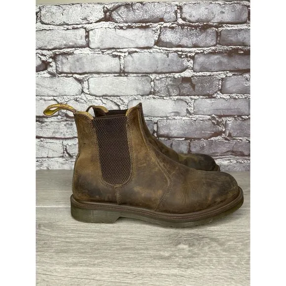 VTG Dr. Martens 2976 Chelsea Brown Leather Crazy Horse Boots Women Sz 9M US/41EU