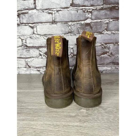 VTG Dr. Martens 2976 Chelsea Brown Leather Crazy Horse Boots Women Sz 9M US/41EU