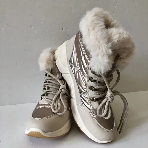 WANTED WOMEN'S LACE SNOW BOOTS LIGHTWEIGHT ANKLE BOOTIES STARDUST SIZE 7