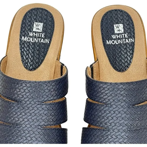 White Mountain Womens Valora Navy Woven Clog Slide Sandals Size 7.5M