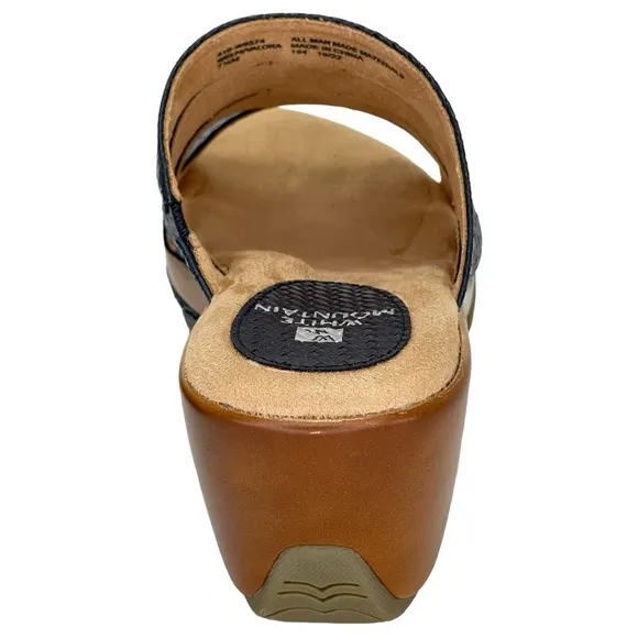 White Mountain Womens Valora Navy Woven Clog Slide Sandals Size 7.5M