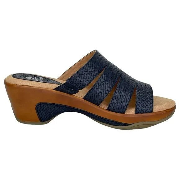 White Mountain Womens Valora Navy Woven Clog Slide Sandals Size 7.5M