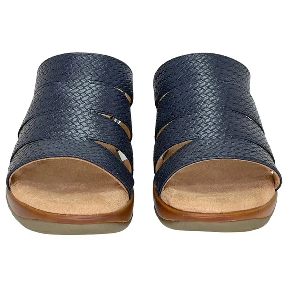 White Mountain Womens Valora Navy Woven Clog Slide Sandals Size 7.5M