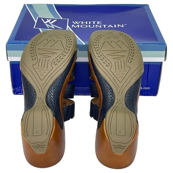 White Mountain Womens Valora Navy Woven Clog Slide Sandals Size 7.5M