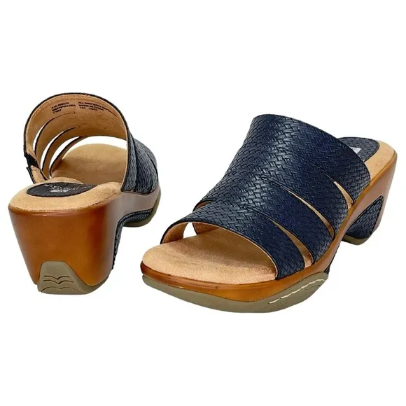 White Mountain Womens Valora Navy Woven Clog Slide Sandals Size 7.5M