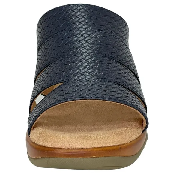 White Mountain Womens Valora Navy Woven Clog Slide Sandals Size 7.5M