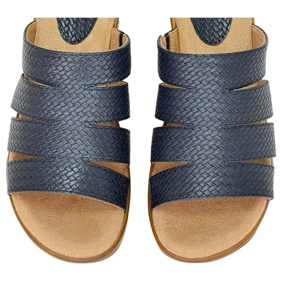 White Mountain Womens Valora Navy Woven Clog Slide Sandals Size 7.5M