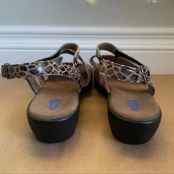 Wolky Comfort Sandals Snakeskin Animal Print Hook and Loop Shoes Brown Women 9.5