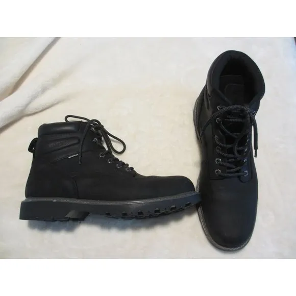 Wolverine Mens Waterproof Black Leather Work Boots Size 9