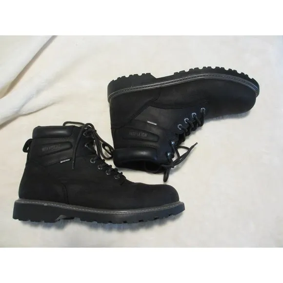 Wolverine Mens Waterproof Black Leather Work Boots Size 9