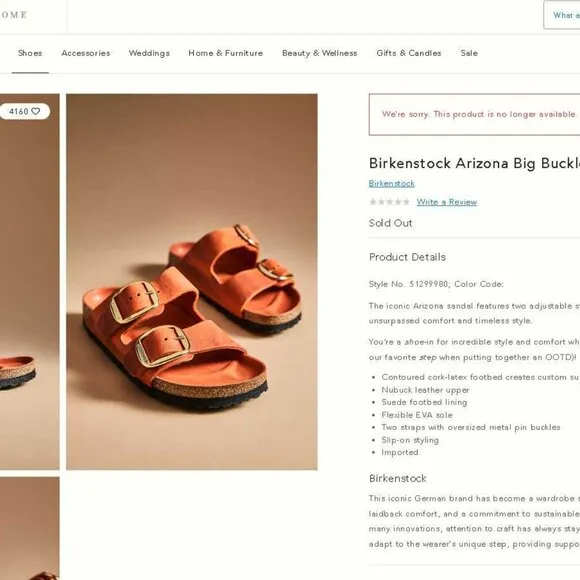 Women's 41 (US 10 Narrow fit Birkenstock Arizona Big Buckle sandals Burnt Orange
