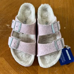 Women’s Birkenstock Sandals Arizona Happy Lamb Comfort Lambswool Pink EU 38 US 7