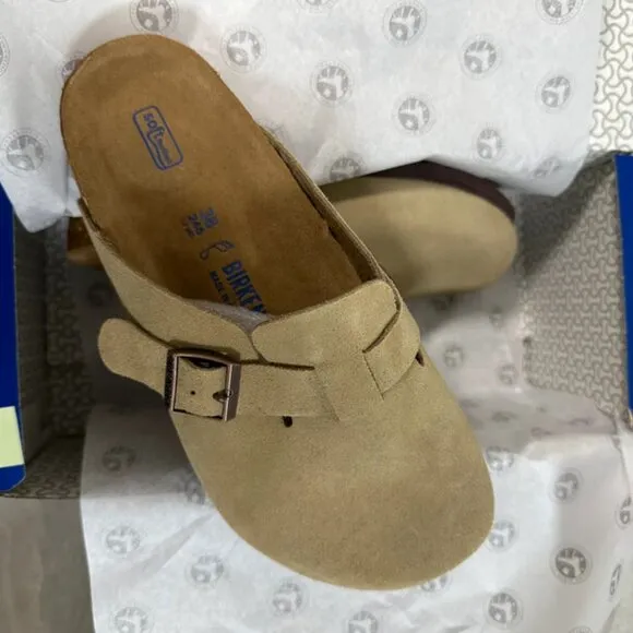✅Women's Birkenstock sandals Suede taupe soft-soled 🍁Platform slippers 🔥(wide)
