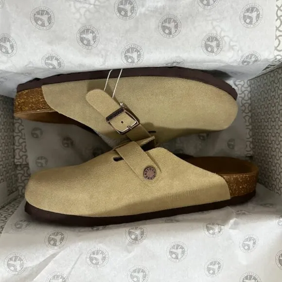 ✅Women's Birkenstock sandals Suede taupe soft-soled 🍁Platform slippers 🔥(wide)