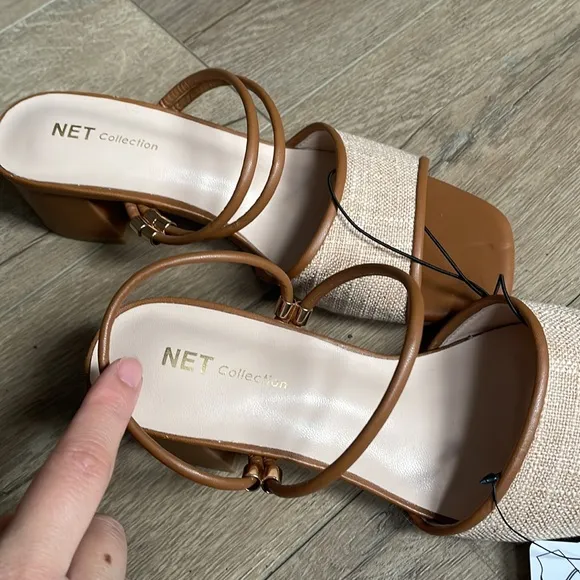 Women's Brown and tan block heel Sandals high heels size 6.5 / size 37