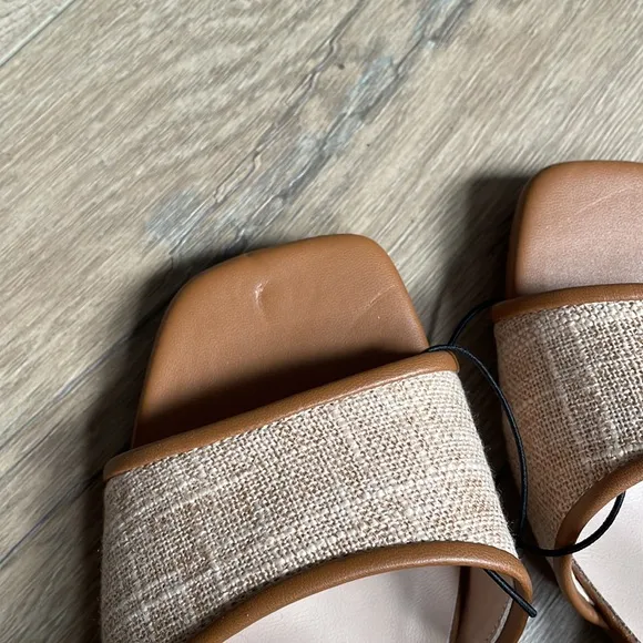 Women's Brown and tan block heel Sandals high heels size 6.5 / size 37
