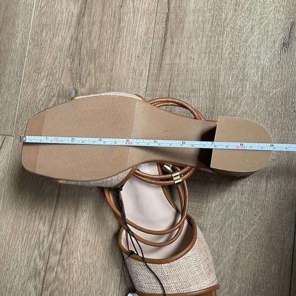 Women's Brown and tan block heel Sandals high heels size 6.5 / size 37