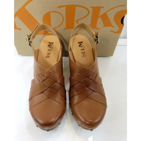 Women's Korks Wynne Platform Clog heeled Sandals Comfort Tan